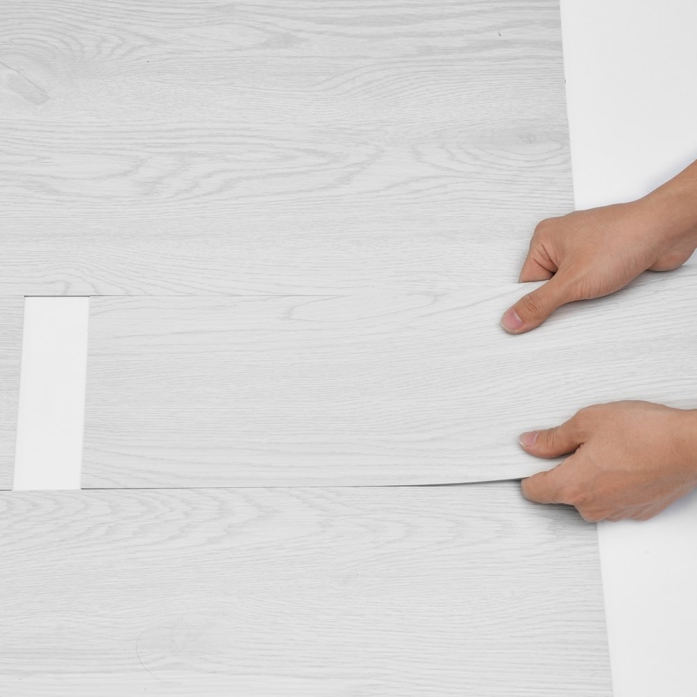 VEVOR Selvklebende Vinyl Gulvfliser 36 x 6 tommer, 36 fliser 2,5 mm tykke Peel & Stick, Lysegrå Trestruktur Gjør-det-selv Gulv for Kjøkken, Spisestue, Soverom og Bad, Enkel for Hjemmedekorasjon