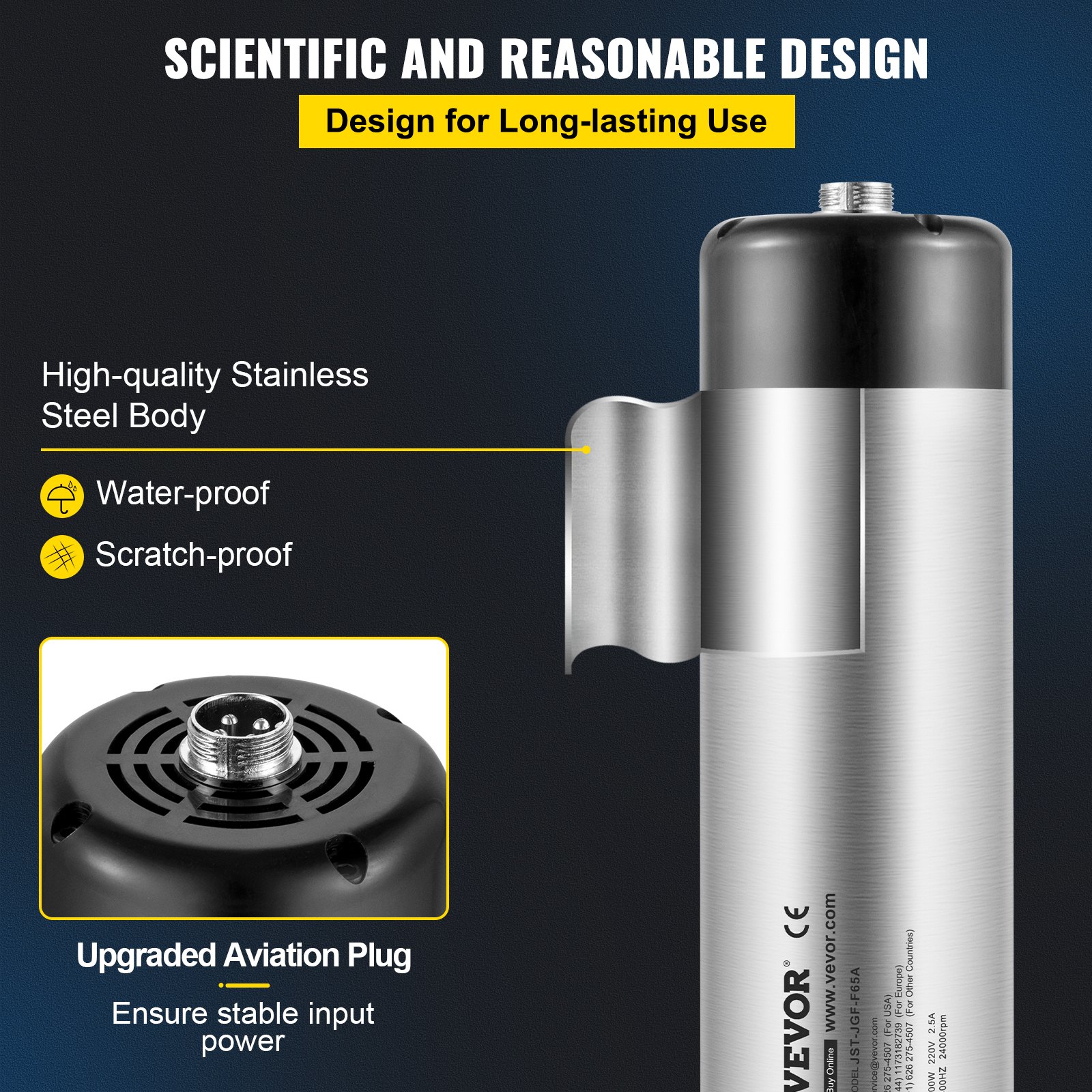 Silnik wrzeciona VEVOR 0,8 KW z chłodzeniem powietrzem Do grawerowania/szlifowania/frezowania CNC
