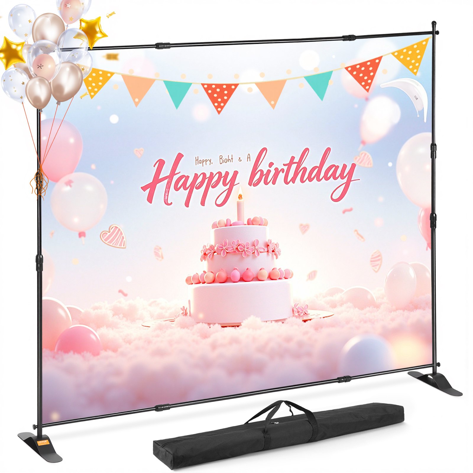 VEVOR Stojak do tła z rur Teleskopowych DM-ABS Teleskopowy System do tła z Możliwością Dostosowania 20 x 20 cm lub 20 x 25 cm, Stojak do tła z Aluminium Materiał na Imprezy świąteczne