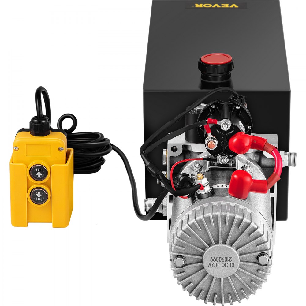 VEVOR 10L hydraulic pump, rated speed 2850 rpm, max hydraulic power unit, single-acting, 3200 PSI tipper pump, hydraulic pump for trailers with 10L metal tank, 4.5m cable remote control