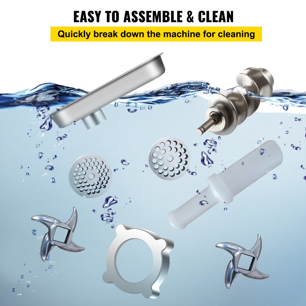 VEVOR Elektryczna Maszynka do Mielenia Mięsa 1100 W, Maszyna do Mięsa Mielonego 250 kg na Godzinę, Elektryczna Maszyna do Kiełbasek 448 x 210 x 387 mm, Maszyna do Kiełbasek ze stali Nierdzewnej 193 ob