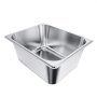 VEVOR Pojemnik Gastronorm Hotel Pan (rozmiar 1/2) 2 sztuki, 9 l, wielokrotnego użytku pojemniki (głębokość 148 mm), stal nierdzewna, pojemnik do przechowywania żywności cateringowej, tacka do panierowania z pokrywką, do bufetu imprezowego