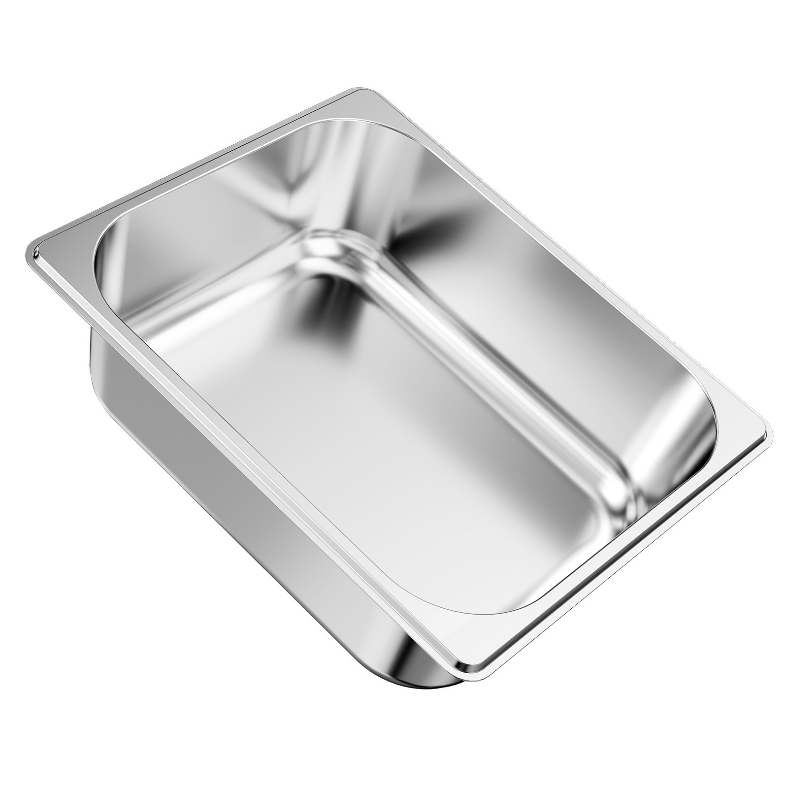 VEVOR Pojemnik Gastronorm Hotel Pan (rozmiar 1/2) 6 szt. 6 l, wielokrotnego użytku pojemniki (głębokość 98 mm), stal nierdzewna do przechowywania żywności cateringowej, tacka do panierowania, pojemnik na żywność na przyjęcia, bufet restauracyjny