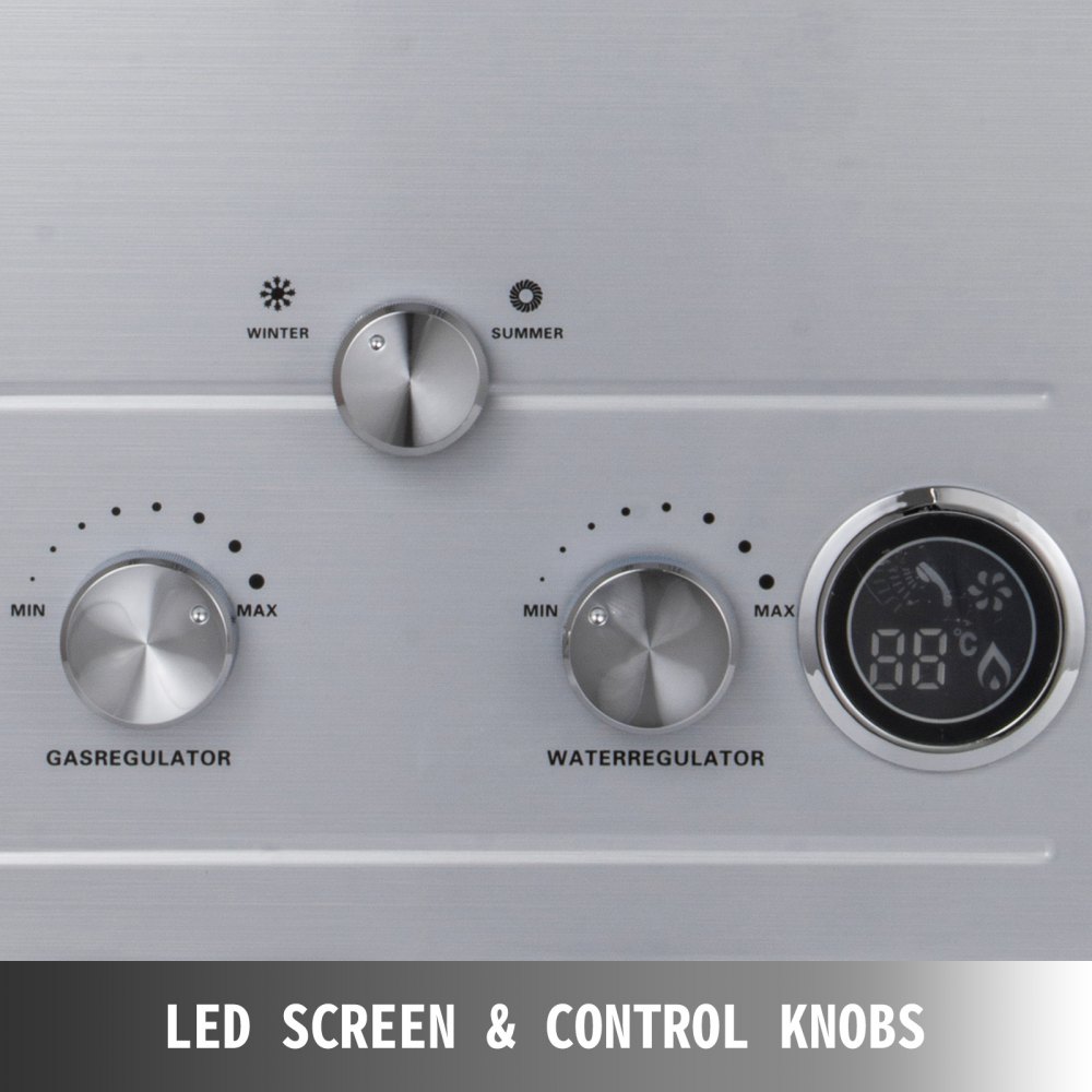 12-litrowy podgrzewacz wody na gaz ziemny bezzbiornikowy natychmiastowy wyświetlacz LCD z głowicą prysznicową ze stali nierdzewnej