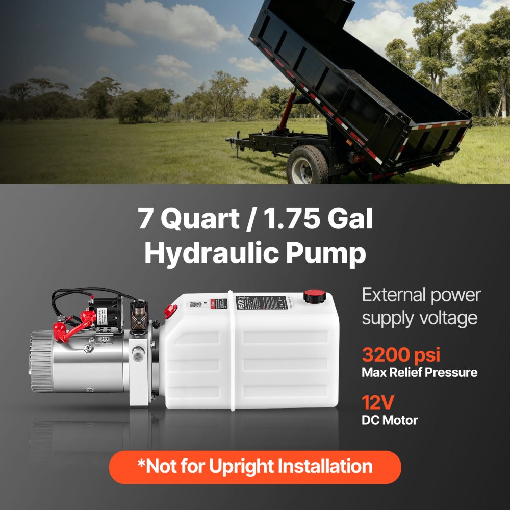 Agregat hydrauliczny VEVOR, pompa hydrauliczna 1600 W 7 Qt 3,4 l/min, jednostronnego działania, do wind załadowczych, stołów podnośnikowych nożycowych, przenośników kubełkowych, ciśnienie nadmiarowe 22 MPa, zawór nadmiarowy ciśnienia, regulator ręczny, montaż poziomy