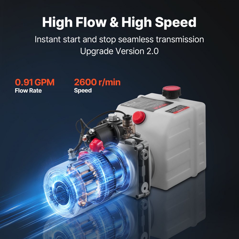 VEVOR 4 L Hydraulic Power Unit, Single Acting Dump Trailer Pump, 22 MPa Max Relief Pressure & 3.4 L/min Flow Rate, DC 12V Hydraulic Pump with Metal Reservoir for Dump Trailer Car Lifting