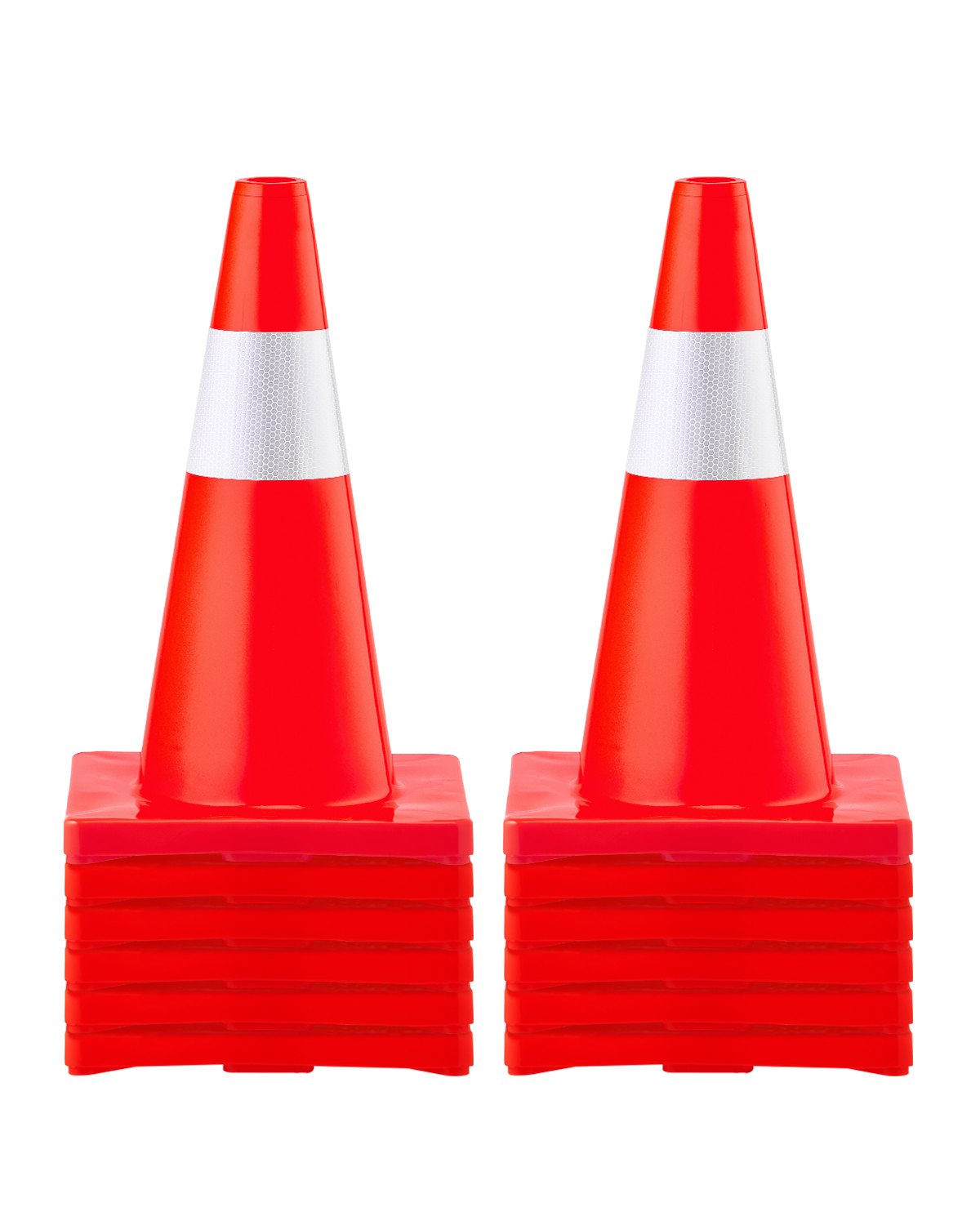 VEVOR 12 pachołków drogowych 18-calowych, pachołki bezpieczeństwa na ulicy z podstawą z tworzywa PVC, pomarańczowe pachołki drogowe, pachołki drogowe do oznaczania niebezpiecznych warunków na parkingach przydomowych