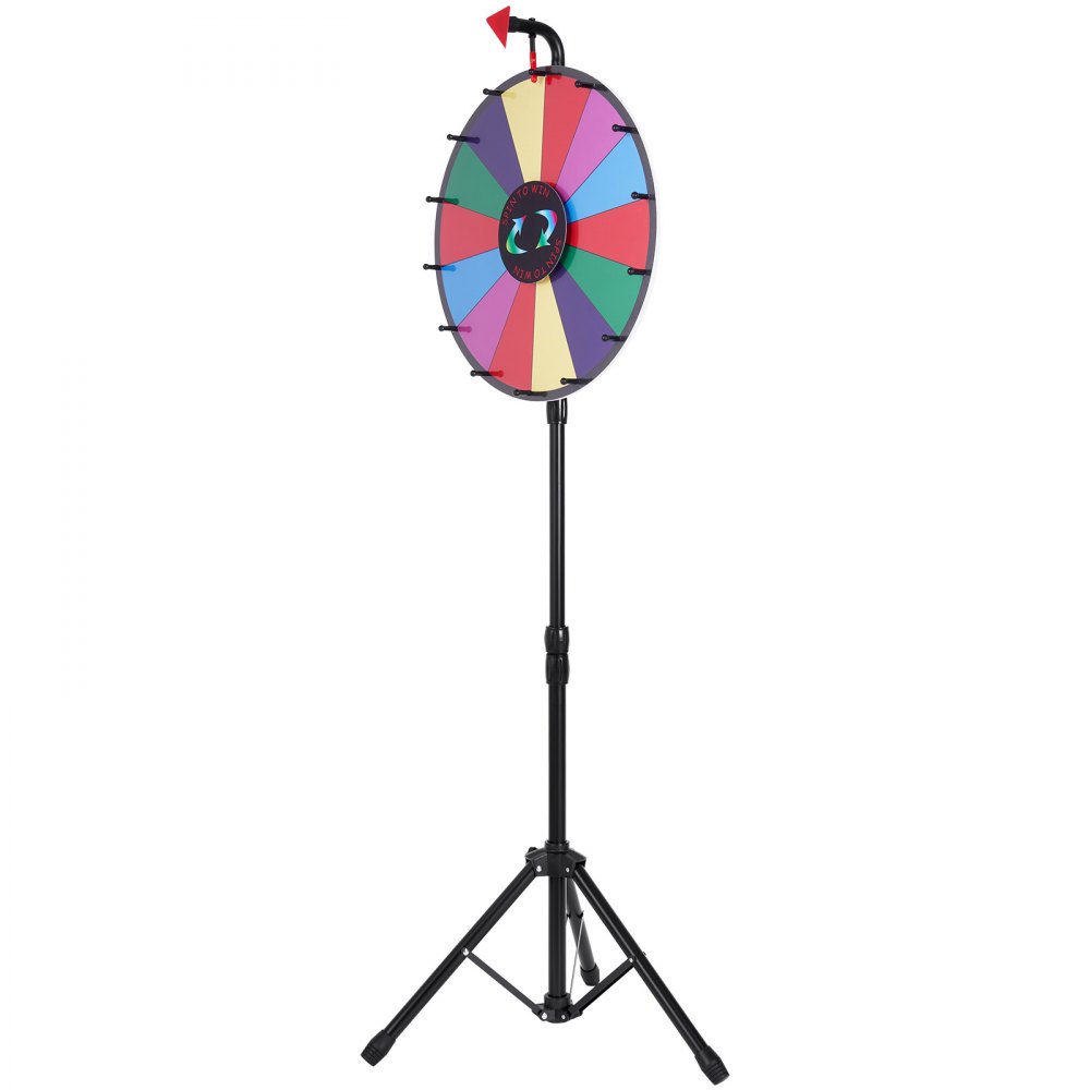 VEVOR 46 cm Koło Fortuny Zabawka Kolorowe Koło Gry do Gier Loteryjnych Gry słowne, 18-calowe Koło Fortuny do Obracania Płyta Akrylowa z Pianką PVC, 54 x 54 x 11 cm Koło Nagród Koło Szczęścia ze Statywem
