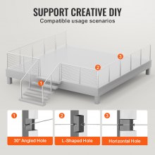 Słupek balustrady VEVOR 91,44x5,08x5,08cm słupek z poziomymi otworami srebrny 1 szt.