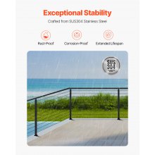 Słupek balustrady kablowej VEVOR 91,4x3x5cm, otwory w kształcie litery L, czarny 1JZLGZXHS914IVCFL001V0