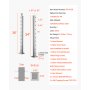Słupek balustrady kablowej VEVOR, 91,4 x 5 x 5 cm, stalowy słupek balustrady tarasowej z poziomymi i wstępnie nawierconymi otworami, stal nierdzewna SUS304, z wygiętym wspornikiem, 1 sztuka, srebrny, 1JZLGZXYS91466KZK001V0