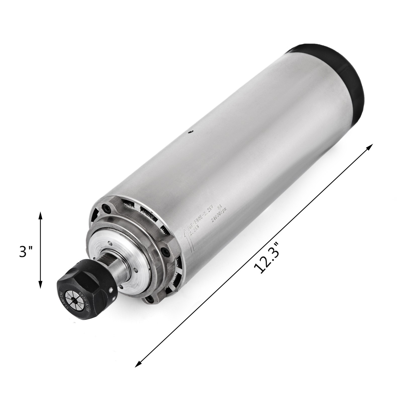Silnik wrzecionowy chłodzony powietrzem VEVOR 2,2 kW 24000 obr./min, 400 Hz, 8 kg z przetwornicą częstotliwości 3 KM 2,2 kW 208–240 V AC, falownik 220 V, wilgotność 0–95%, 3 fazy, SPWM, temperatura robocza -10–40 ℃