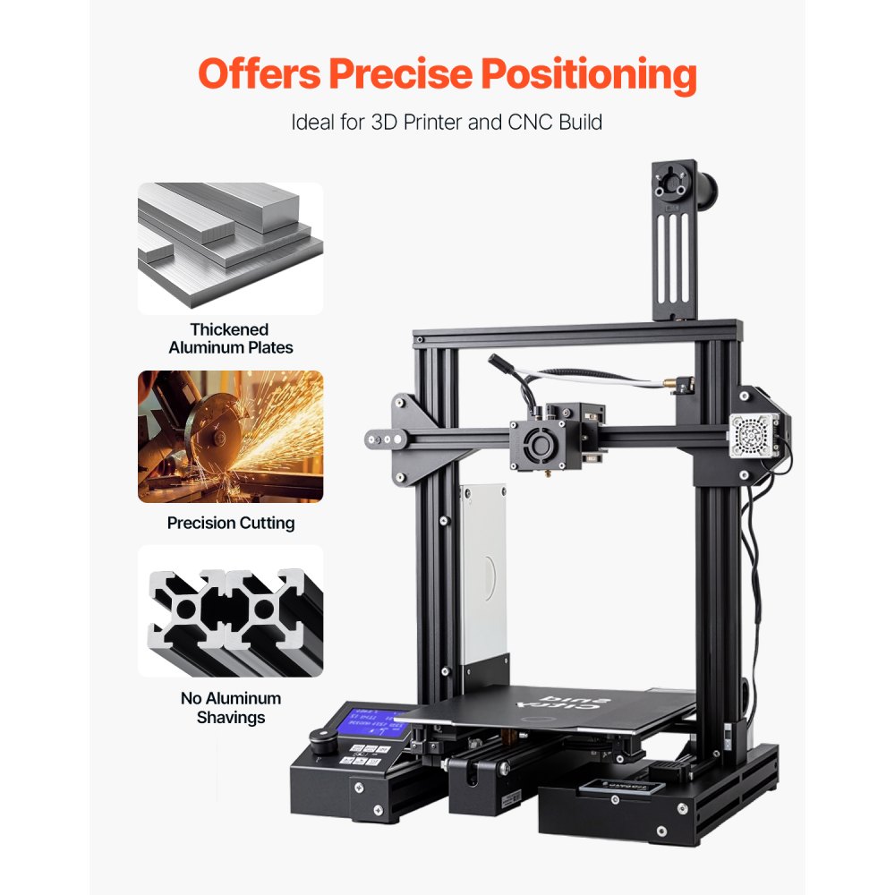 VEVOR 10-piece set of aluminum profiles, 1000 mm T-slot, 2020 aluminum extrusion profile, anodized linear rail according to European standard, slot profile for 3D printers, CNC machines, DIY, laser engraving, black