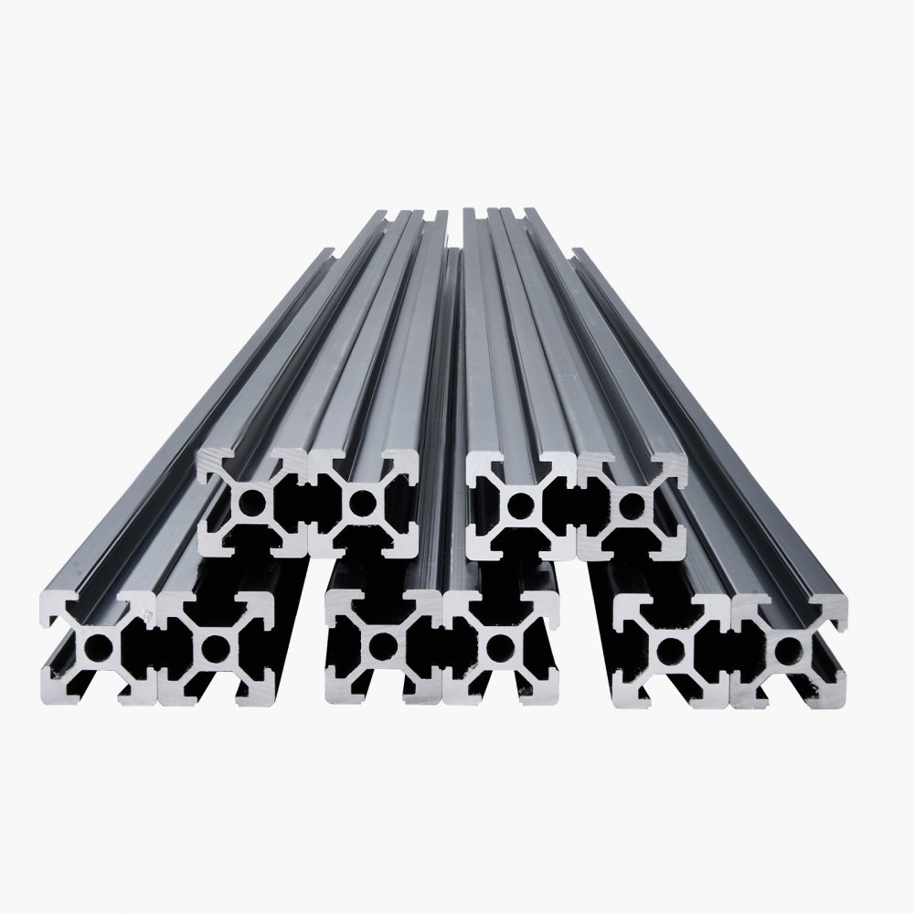 VEVOR 10-częściowy zestaw profili aluminiowych 1500 mm z rowkami teowymi, 2020. Profil wytłaczany z aluminium, szyna liniowa anodowana zgodnie z normami europejskimi, profil rowkowy do drukarek 3D, maszyn CNC, projektów DIY, grawerowania laserowego, kolor czarny.