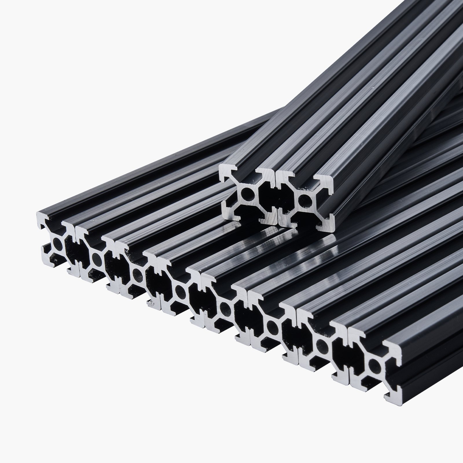 VEVOR 10-częściowy zestaw profili aluminiowych 1500 mm z rowkami teowymi, 2020. Profil wytłaczany z aluminium, szyna liniowa anodowana zgodnie z normami europejskimi, profil rowkowy do drukarek 3D, maszyn CNC, projektów DIY, grawerowania laserowego, kolor czarny.