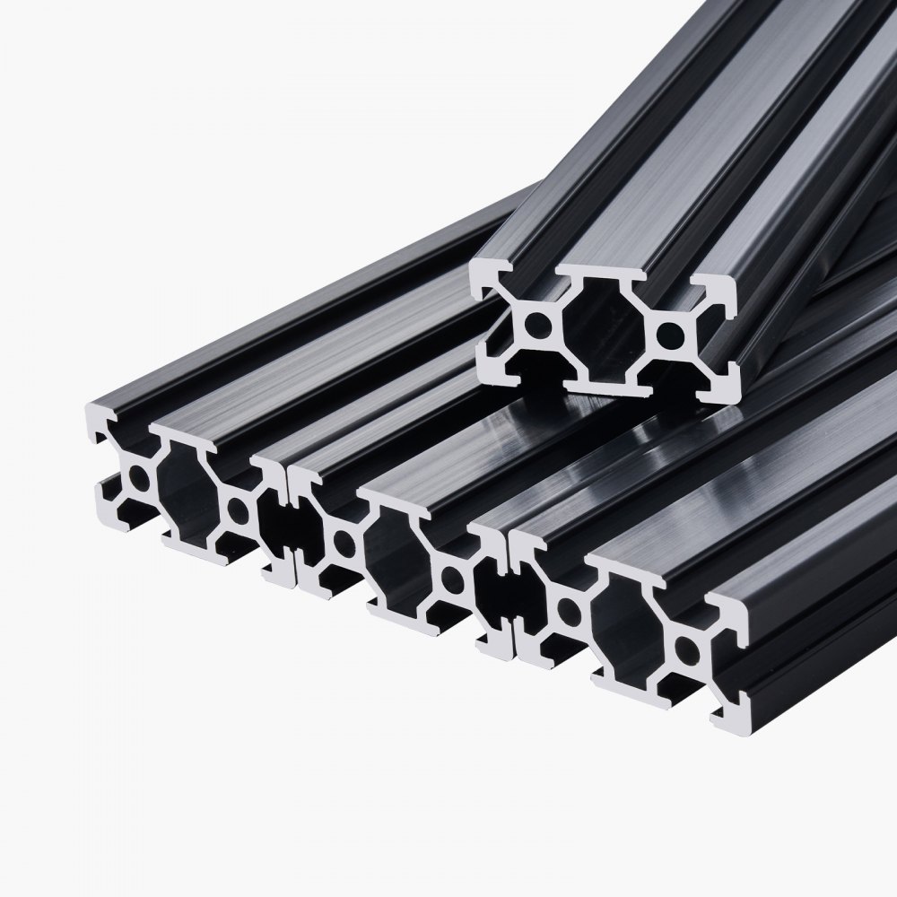 Zestaw 4 profili aluminiowych VEVOR 1000 mm z rowkami teowymi, profil wytłaczany z aluminium 2040, szyna liniowa anodowana zgodnie z normami europejskimi, profil rowkowy do drukarek 3D, maszyn CNC, projektów DIY, grawerowania laserowego, kolor czarny