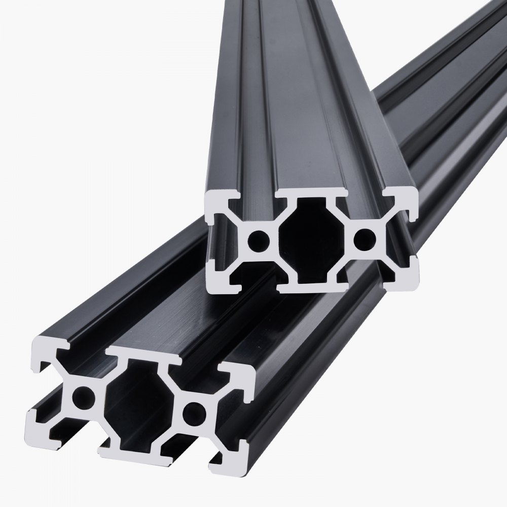 Zestaw 4 profili aluminiowych VEVOR 1000 mm z rowkami teowymi, profil wytłaczany z aluminium 2040, szyna liniowa anodowana zgodnie z normami europejskimi, profil rowkowy do drukarek 3D, maszyn CNC, projektów DIY, grawerowania laserowego, kolor czarny