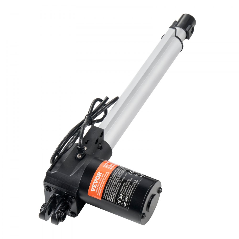 Zestaw siłowników liniowych VEVOR, siłownik liniowy o dużej prędkości 250 mm i prędkości 25 mm/s, 24 V, 220 funtów/1000 N, do podnoszenia telewizora/stołu/sofy, ochrona IP44 — w zestawie zasilacz.