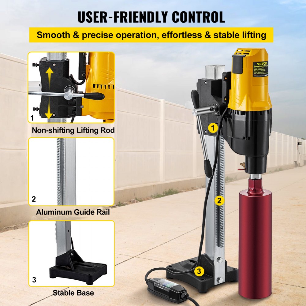 VEVOR Wiertarka Diamentowa Wiertarka rdzeniowa Easydrive 255 mm / bardzo mocna wiertarka rdzeniowa 4450 W