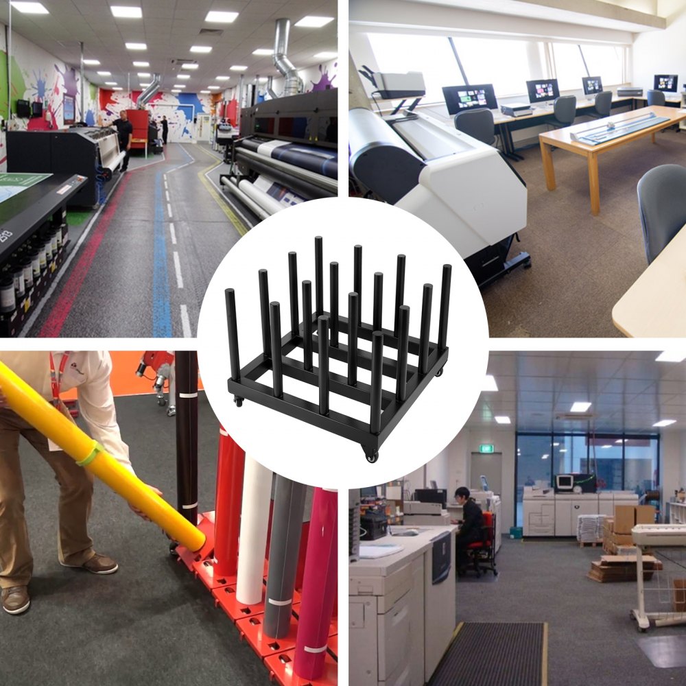 Nowy, wytrzymały, mobilny wózek na nośniki winylowe, pojemność 16 rolek, rdzeń 2".