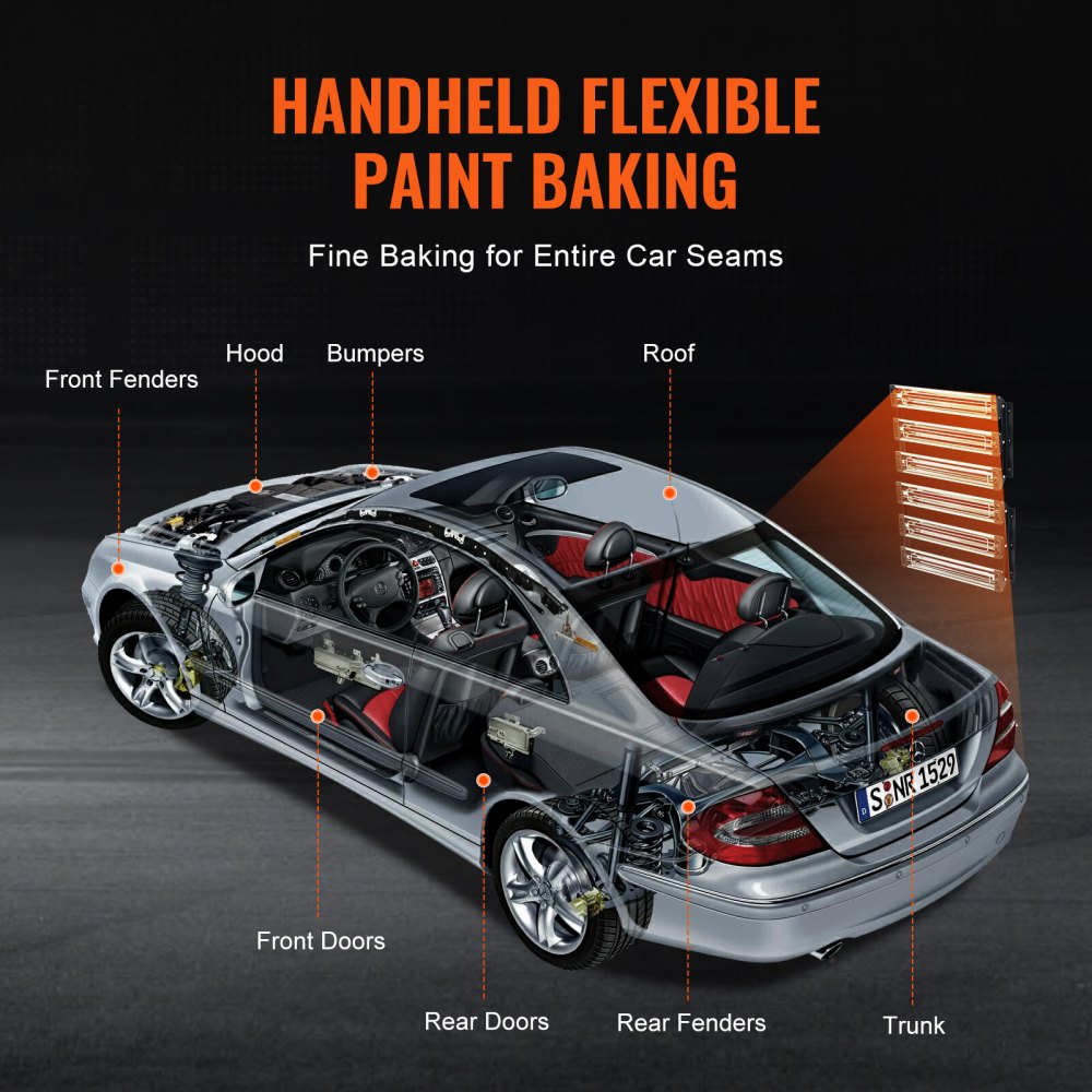 Lampa lakiernicza do ogrzewania na podczerwień VEVOR do malowania, 2 zestawy, 3000 W