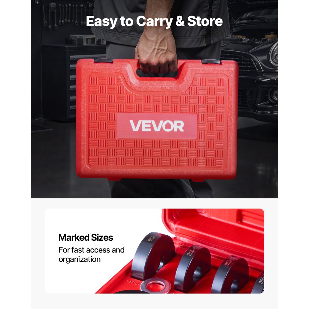 VEVOR Bearing Press Kit, 10+24 Pcs, 2 in 1 Ball Joint Press & Wheel Bearing Puller Kit, Race and Seal Driver Set with 13 Bushings, C-Frame and Sleeves, Heavy Duty Removal Installation Set with Case