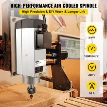 Silnik wrzeciona VEVOR 3KW Chłodzony powietrzem silnik wrzeciona CNC Wrzeciono silnika frezującego 300 Hz