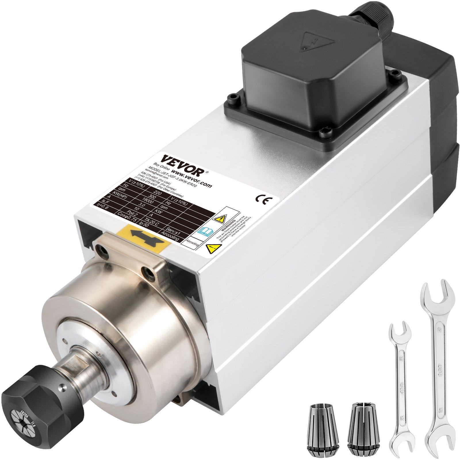 Silnik wrzeciona VEVOR 3KW Chłodzony powietrzem silnik wrzeciona CNC Wrzeciono silnika frezującego 300 Hz