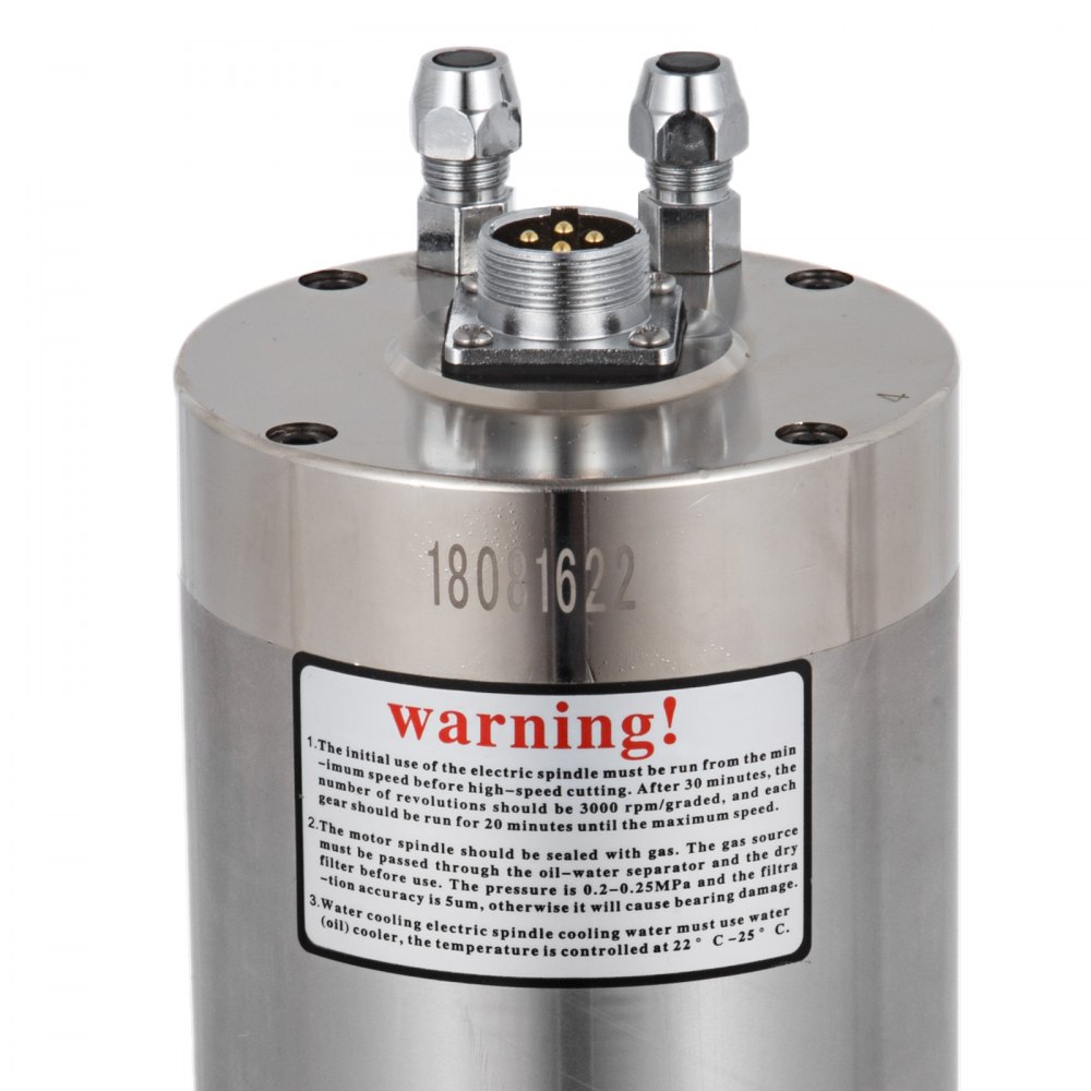 Silnik wrzecionowy VEVOR 3KW chłodzony wodą φ 100x220mm, 220-250V 400Hz, 8000-24000RPM z 4HP 3KW 13A Przetwornica częstotliwości 208-240VAC Falownik 3-fazowy SPWM Temperatura pracy -10-40℃ Wyświetlacz stanu