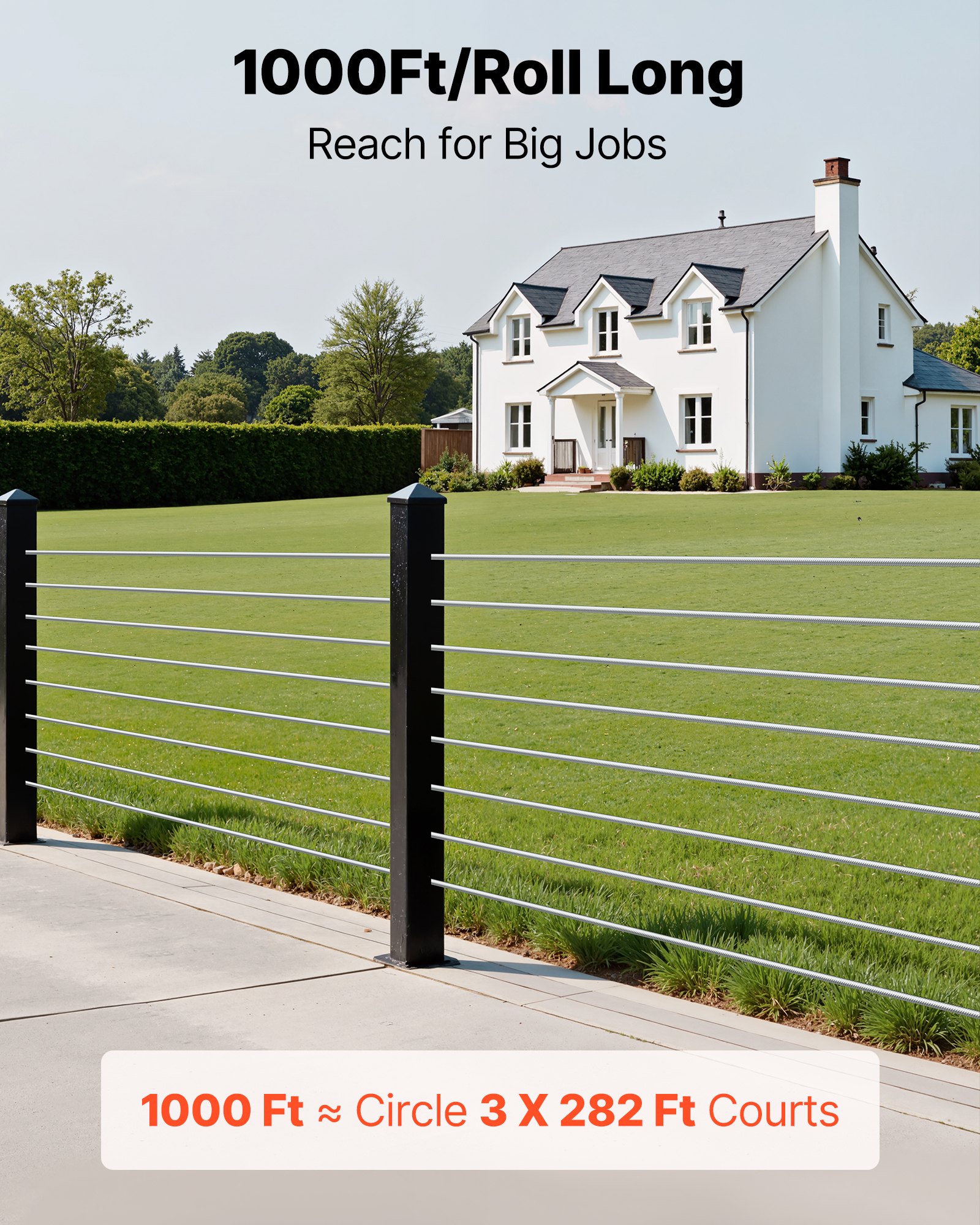 VEVOR 3.2 mm Wire Rope, 304.8 m Length, 316 Stainless Steel Wire Cable with Cutter, 798 kg Breaking Strength, 1 x 19 Strands Construction, Steel Cable for Deck Railing System, Garden Trellis