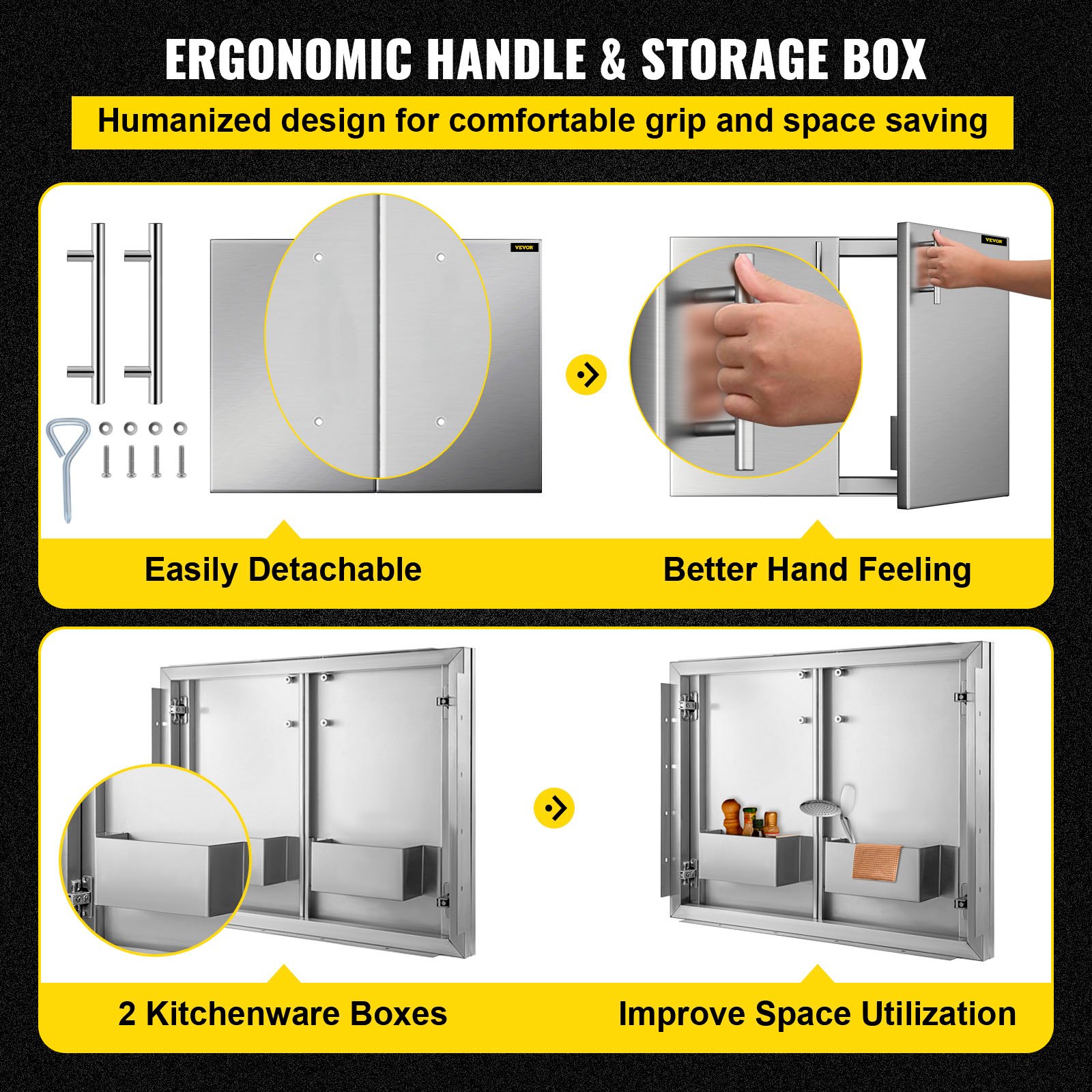 Półki wewnętrzne ze stali nierdzewnej 917 × 584 mm Dwustronne drzwi do grilla