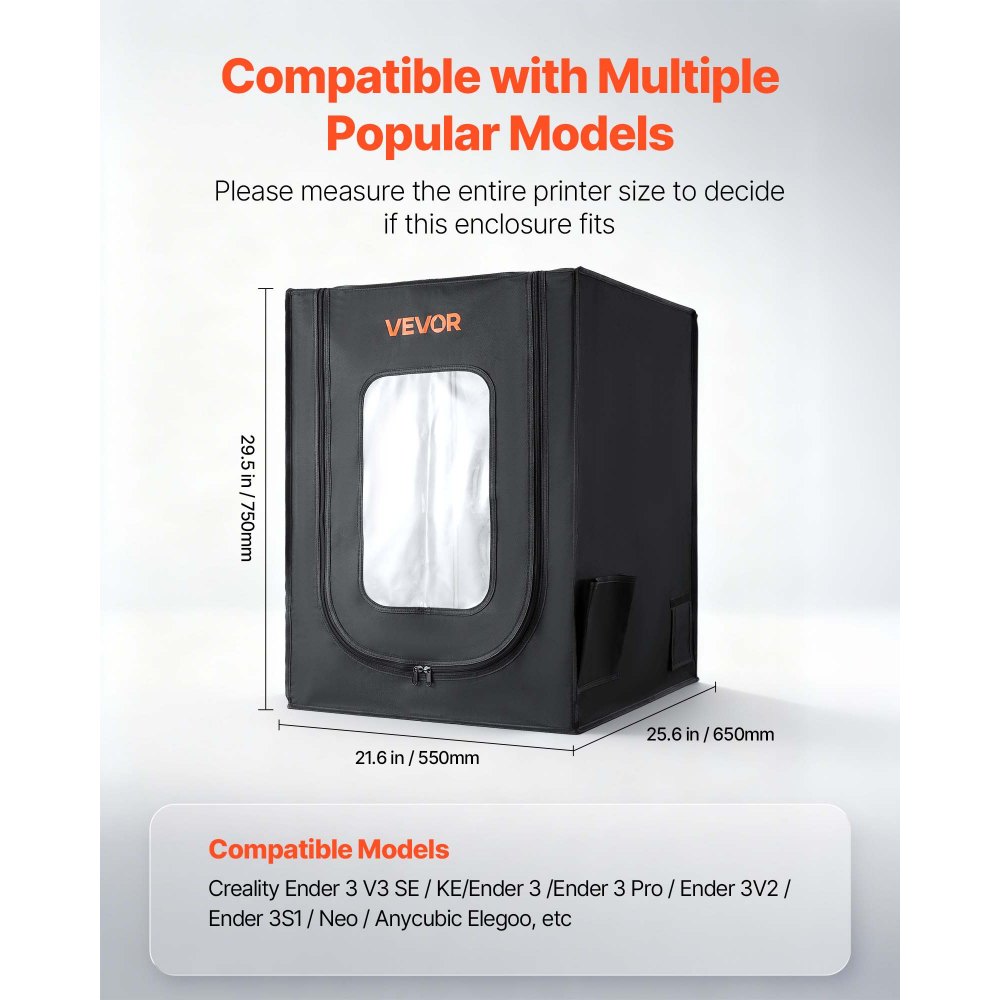 Obudowa drukarki 3D VEVOR, namiot do drukarki (55 x 65 x 75 cm), pyłoszczelna osłona ochronna ze stałą temperaturą i oświetleniem LED, kompatybilna z popularnymi modelami Creality/ELEGOO/Anycubic
