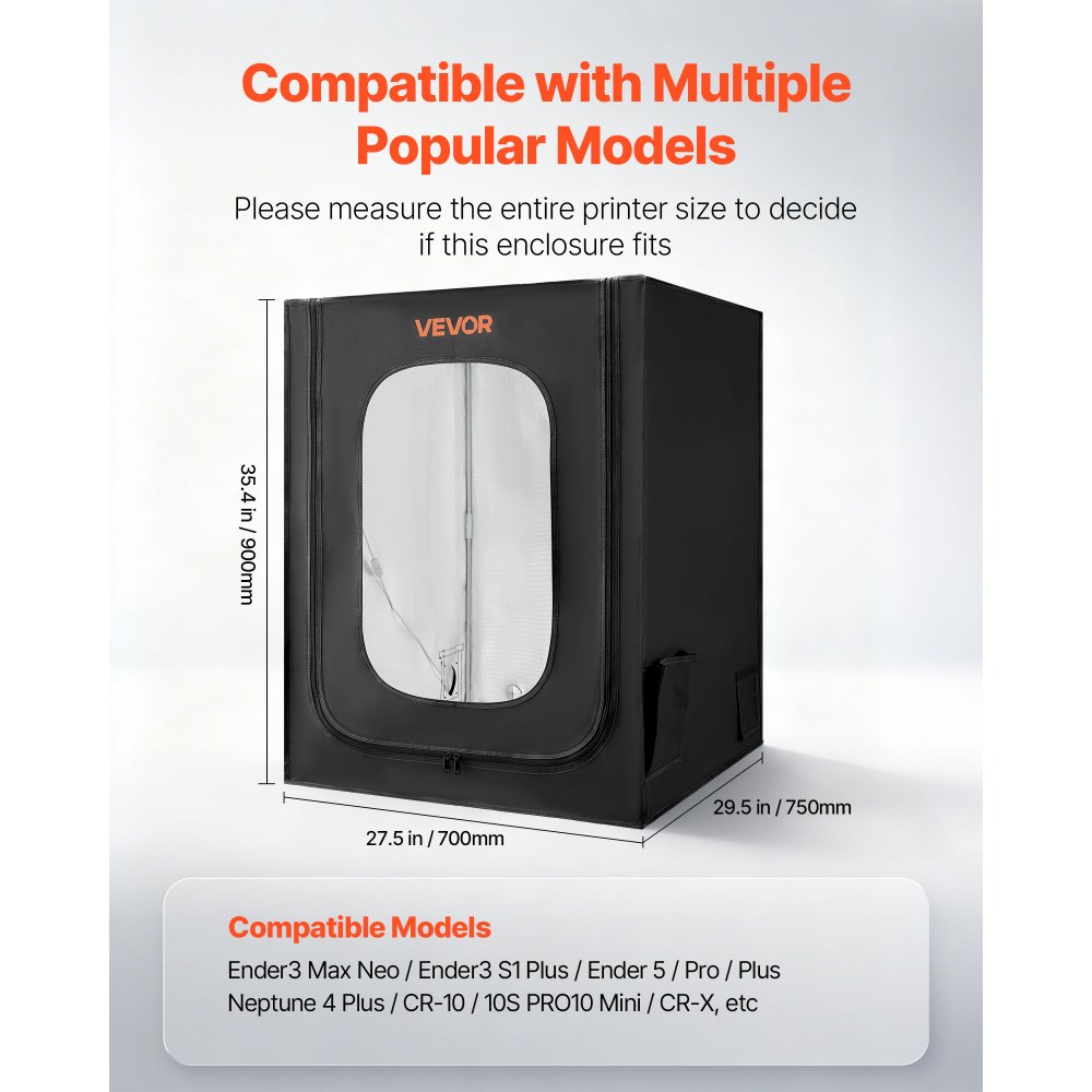 Obudowa drukarki 3D VEVOR Namiot do drukarki (70x75x90 cm), pyłoszczelna i wodoodporna osłona ochronna ze stałą temperaturą i oświetleniem LED, kompatybilna z popularnymi modelami Creality/ELEGOO/Anycubic