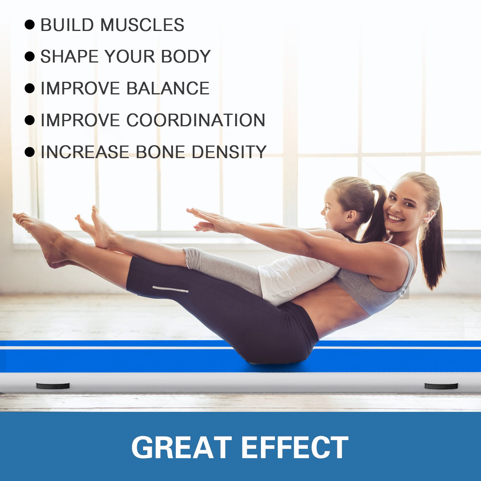 400x100CM Nadmuchiwany tor gimnastyczny Mata gimnastyczna podłogowa Joga Trening Fitness