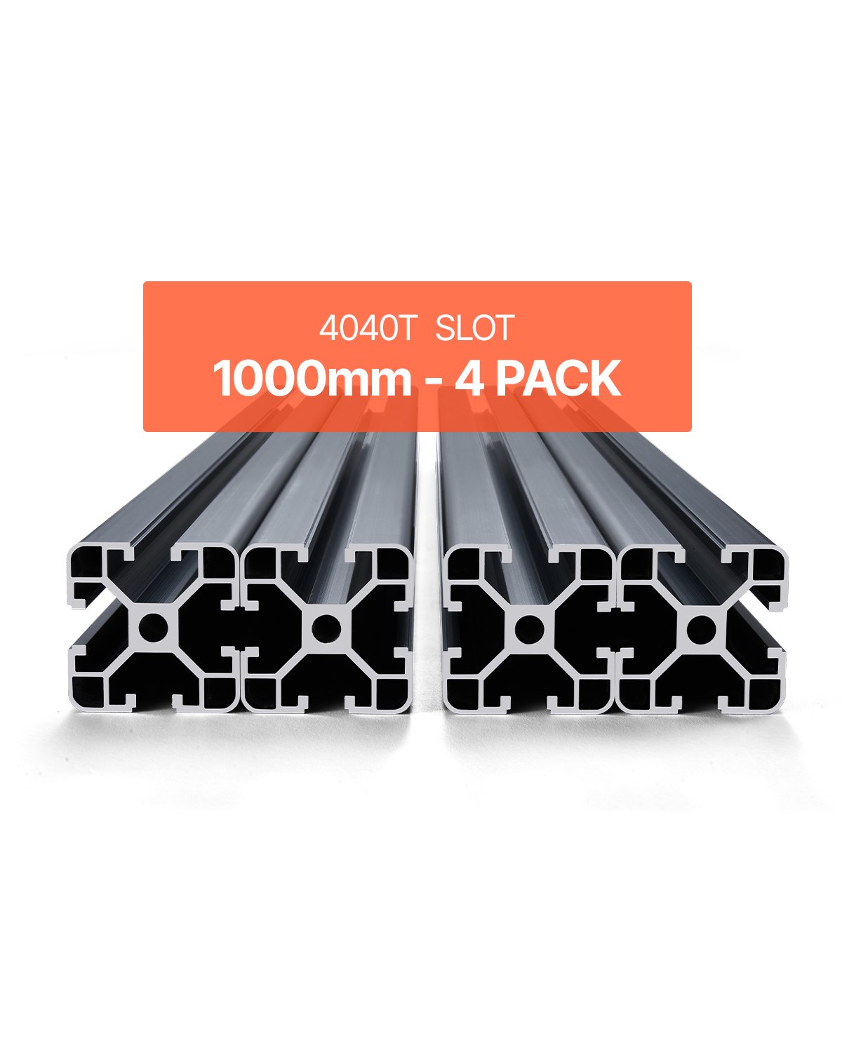 VEVOR 4-piece set of 1000 mm aluminum profiles with T-slots, 4040 aluminum profile, anodized linear rail according to European standards, slot profile for 3D printers, CNC machines, DIY projects, laser engraving, black