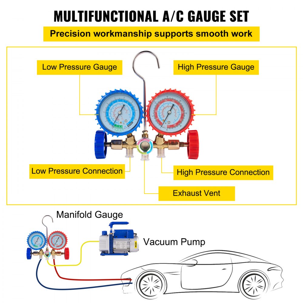 VEVOR 4CFM Pompa próżniowa HVAC Chłodnictwo R134A R502 R22 R12 Adapter klimatyzacji A/C