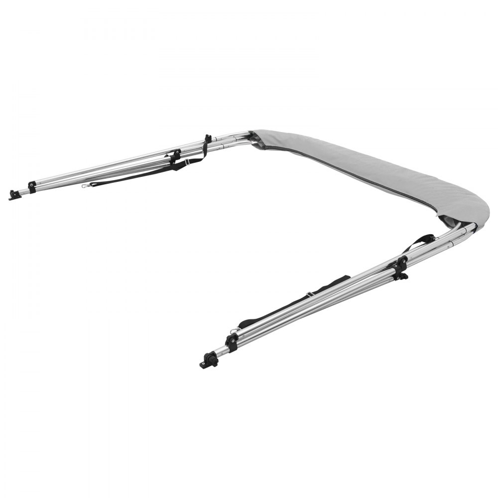 Pokrowiec Bimini na łódź VEVOR 4 Arch, szerokość montażowa 2310-2440 mm Baldachim z poliestru 900D z ramą ze stopu aluminium, wodoodporny i chroniący przed słońcem, w zestawie schowek, 2 słupki wsporcze Szary