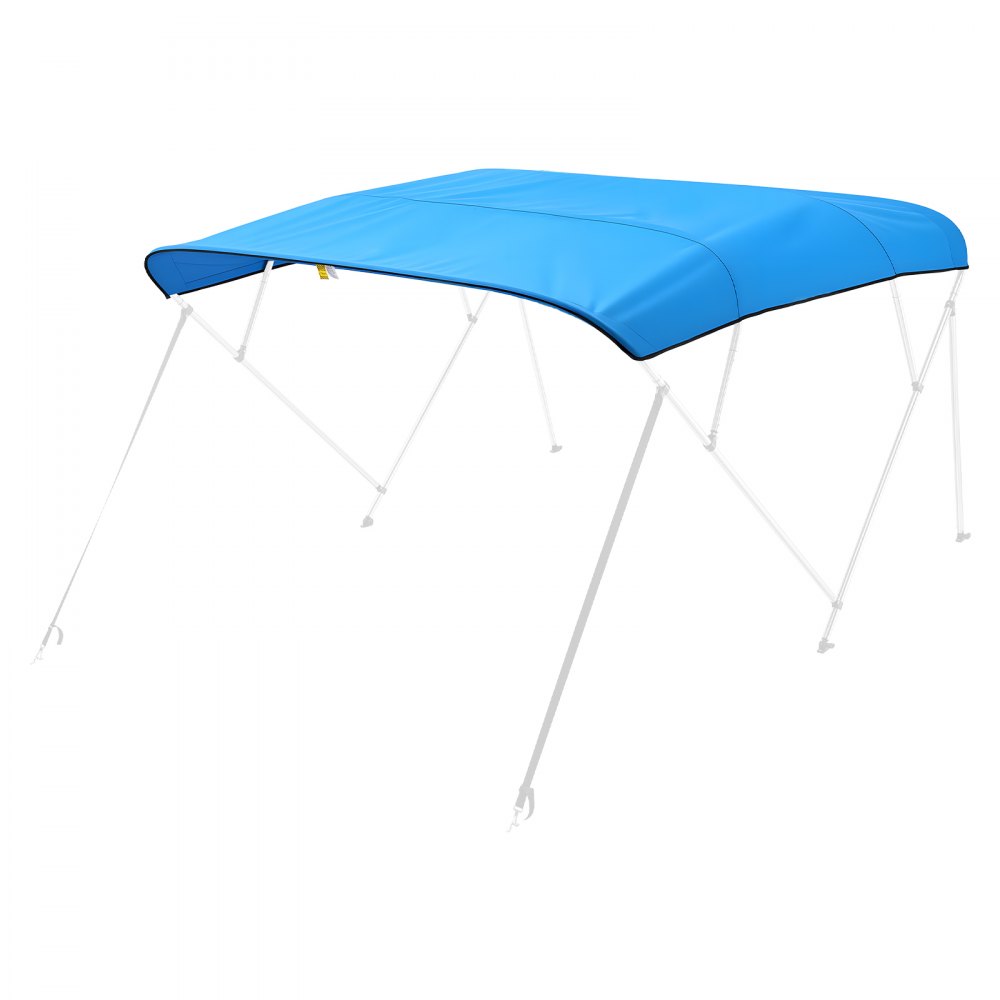 VEVOR Bimini Top Replacement Boat Cover Sunshade (4 arches) made of 600D polyester, waterproof sunshade boat awning with storage bag (without support pole) 246-262 cm (W) Blue
