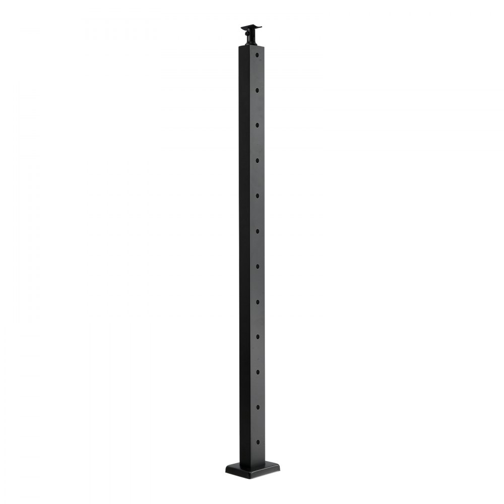 VEVOR 4-pack cable railing posts, 106.7x3x5cm deck railing posts with horizontal & pre-drilled holes, SUS304, with horizontal & curved bracket, black, 4JZLGZXHS106REP67001V0