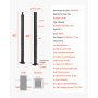 Słupek balustrady kablowej VEVOR, 4 sztuki, 1067 x 50,8 x 50,8 mm, wstępnie nawiercony otwór poziomy, stal nierdzewna SUS304, zakrzywiony wspornik poziomy, do poręczy, balustrady, czarny, 4JZLGZXHS106URZU0001V0