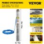 Pompa głębinowa VEVOR 750W, pompa zanurzeniowa 96 l/min, pompa studzienna 101 mm, wydajność 80 m, przyłącze ciśnieniowe i filtr zanieczyszczeń ze stali nierdzewnej, wirnik wielostopniowy, wyłącznik przeciążeniowy, lina opuszczająca 10 m