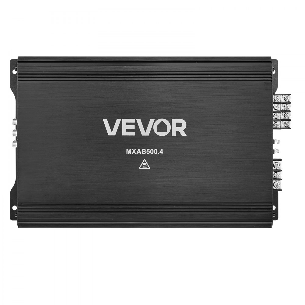 Wzmacniacz samochodowy VEVOR 4-kanałowy, wzmacniacz mostkowy klasy AB, maks. 4 x 250 W przy 4 omach / 4 x 500 W przy 2 omach, wzmacniacz o wysokiej wydajności do SUV-ów, pick-upów i pojazdów terenowych, wzmacniacz audio wielokanałowy