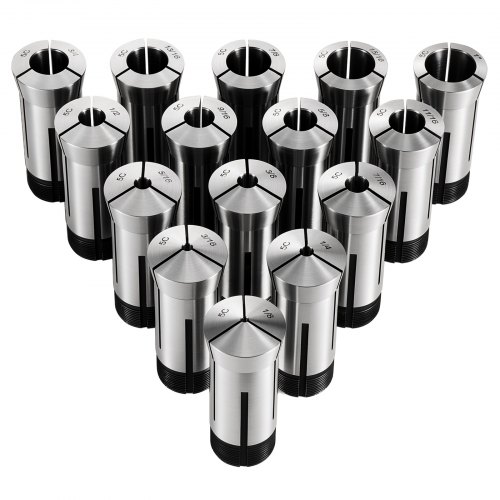 Zestaw tulei zaciskowych VEVOR 5C 1/8"-1" 15 sztuk precyzyjnych okrągłych tulei zaciskowych typu 385E do frezarek i wiertarek, dokładność bicia 0,0008", uchwyt tokarski z obudową, hartowany i szlifowany, stal