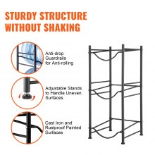 VEVOR Uchwyt na dzbanek na wodę Jednopoziomowy stojak na butelki na 3 butelki, czarny