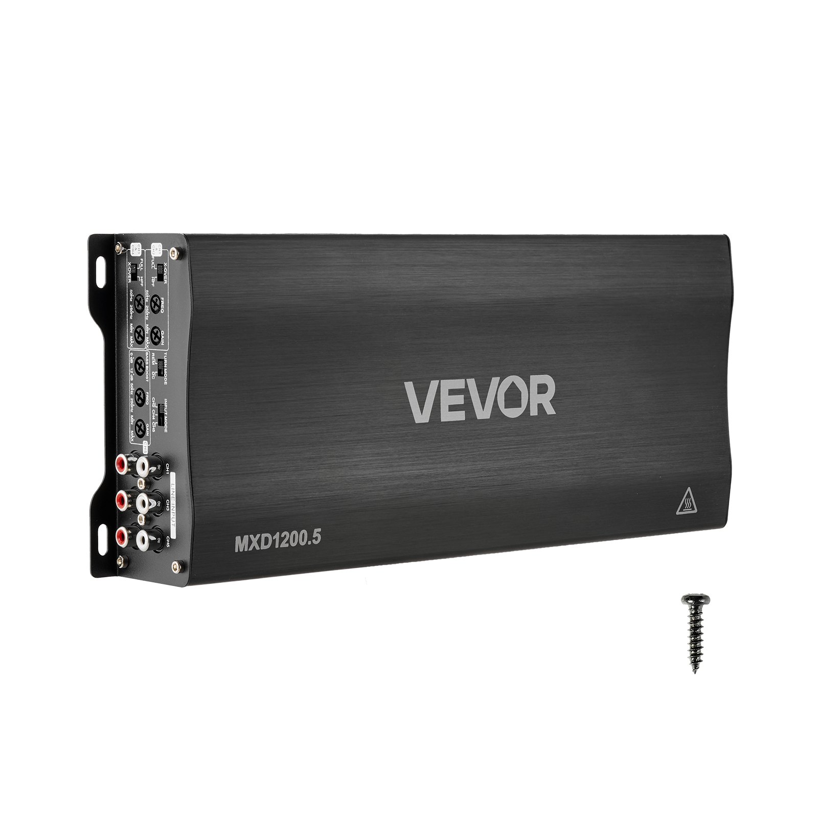 VEVOR Car Audio Amplifier, 5-Channel Bridgeable Car Amplifier, Multichannel Class D Stereo Amp, Max. 4 x 100W at 4 Ohms / 4 x 200W at 2 Ohms + 1 x 1000W at 2 Ohms / 1 x 500W at 4 Ohms, for Vehicles