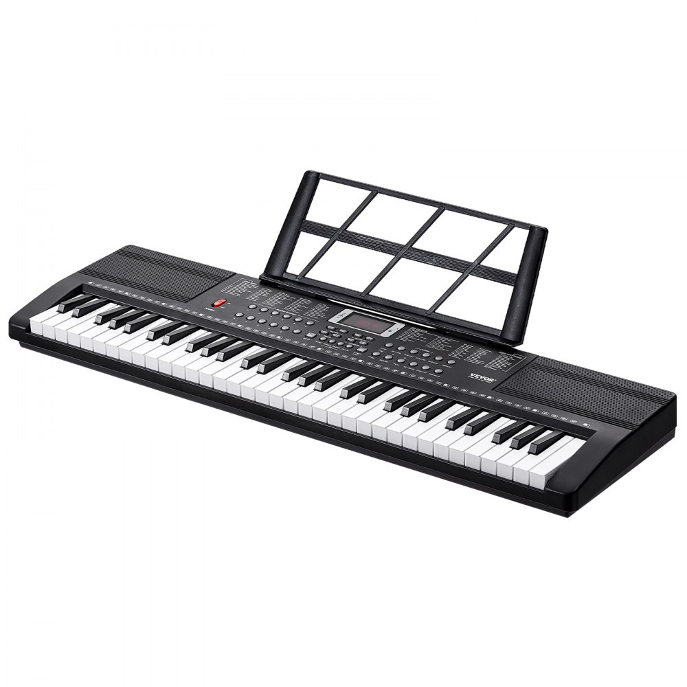 VEVOR 61-klawiszowe pianino cyfrowe, 200 tonów, 200 rytmów, przenośny zestaw z klawiaturą pianina elektrycznego z 60 utworami demonstracyjnymi, wbudowane dwa głośniki, słuchawki, mikrofon, naklejki na pianino dla początkujących