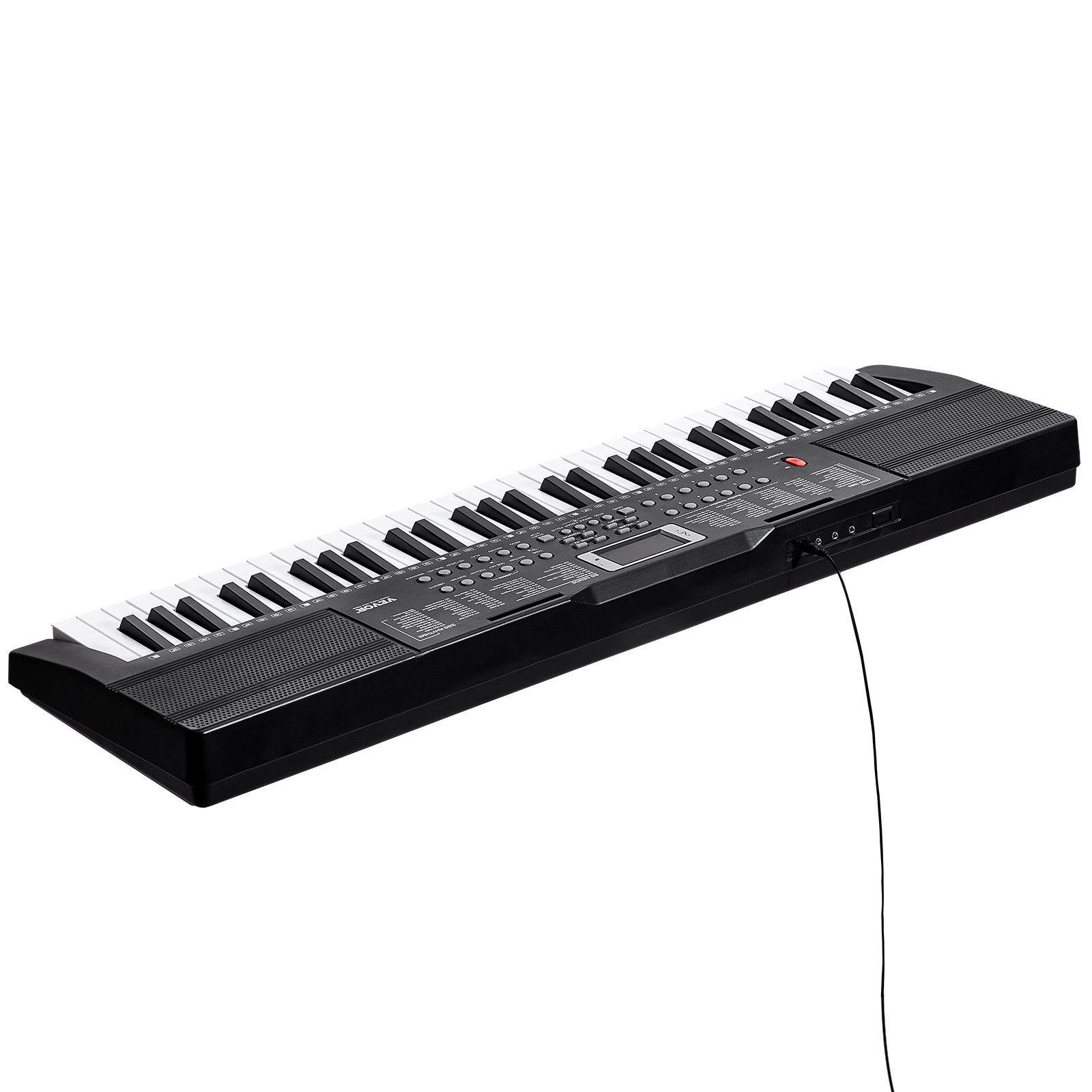 VEVOR 61-klawiszowe pianino cyfrowe, 200 tonów, 200 rytmów, przenośny zestaw z klawiaturą pianina elektrycznego z 60 utworami demonstracyjnymi, wbudowane dwa głośniki, słuchawki, mikrofon, naklejki na pianino dla początkujących