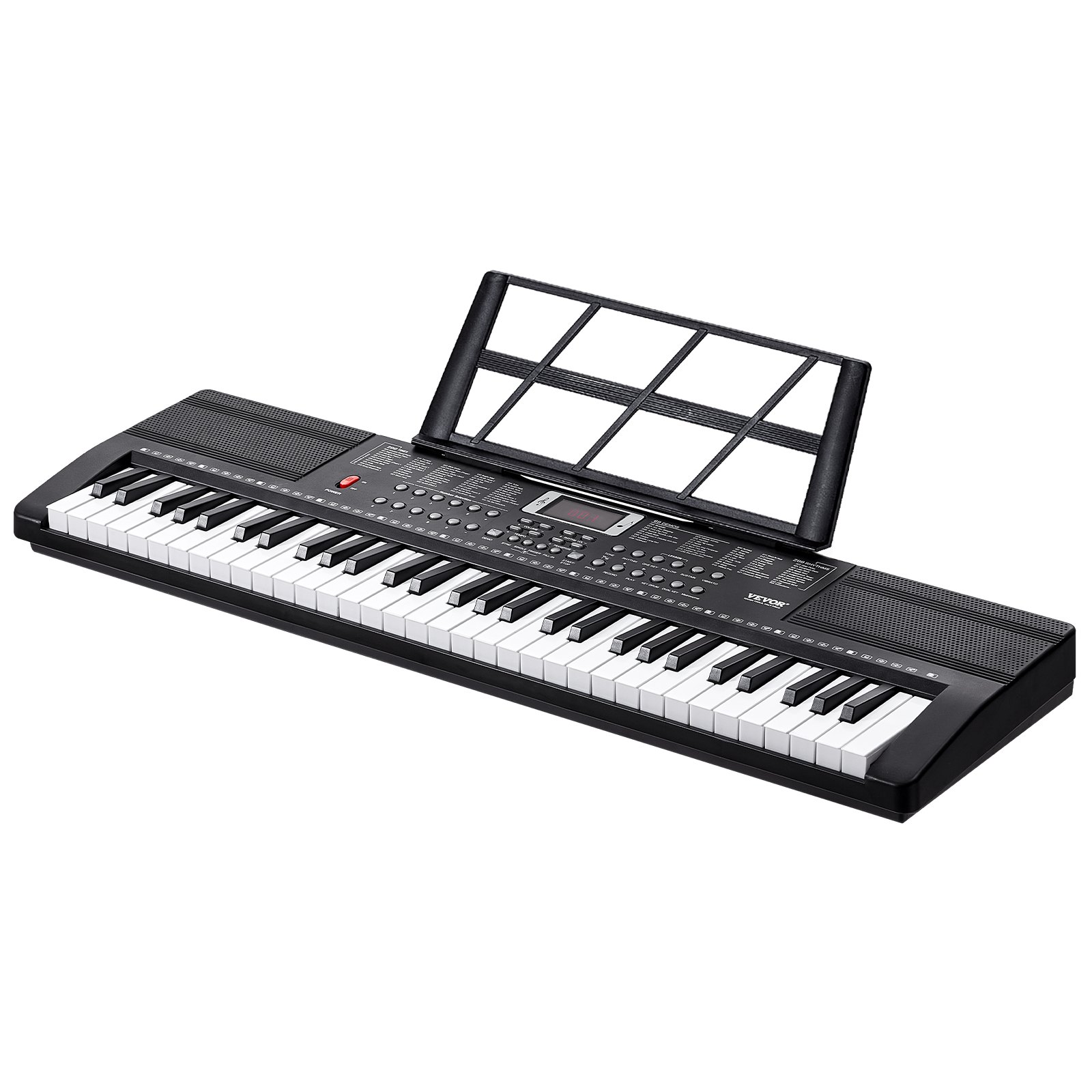 VEVOR 61-klawiszowe pianino cyfrowe, 200 tonów, 200 rytmów, przenośny zestaw z klawiaturą pianina elektrycznego z 60 utworami demonstracyjnymi, wbudowane dwa głośniki, słuchawki, mikrofon, naklejki na pianino dla początkujących
