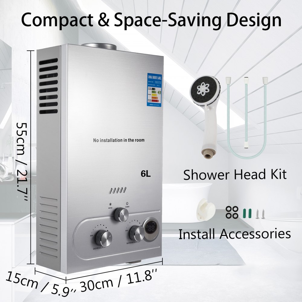 Przenośny 6L bezzbiornikowy, bezzbiornikowy, natychmiastowy podgrzewacz ciepłej wody, przydatny