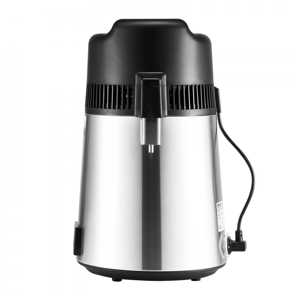VEVOR Destylator wody 6 l, większy filtr do czystej wody, destylator szklany o mocy 900 W, urządzenie do wody pitnej z wnętrzem ze stali nierdzewnej do wytwarzania czystej wody, destylator wody srebrny